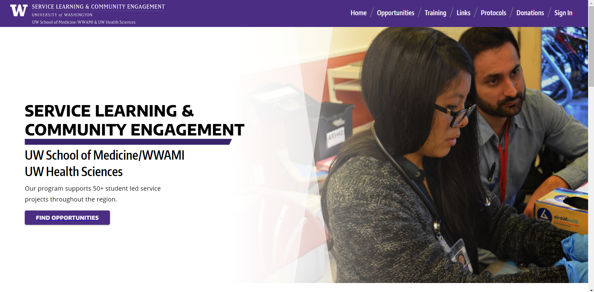 Service Learning and Community Engagement UWSOM home page